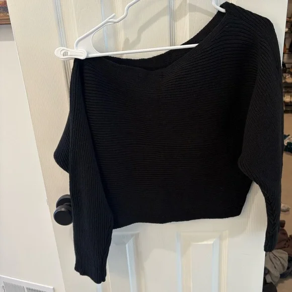 Rosebullet Black Off-the-Shoulder Sweater - Picture 2 of 5